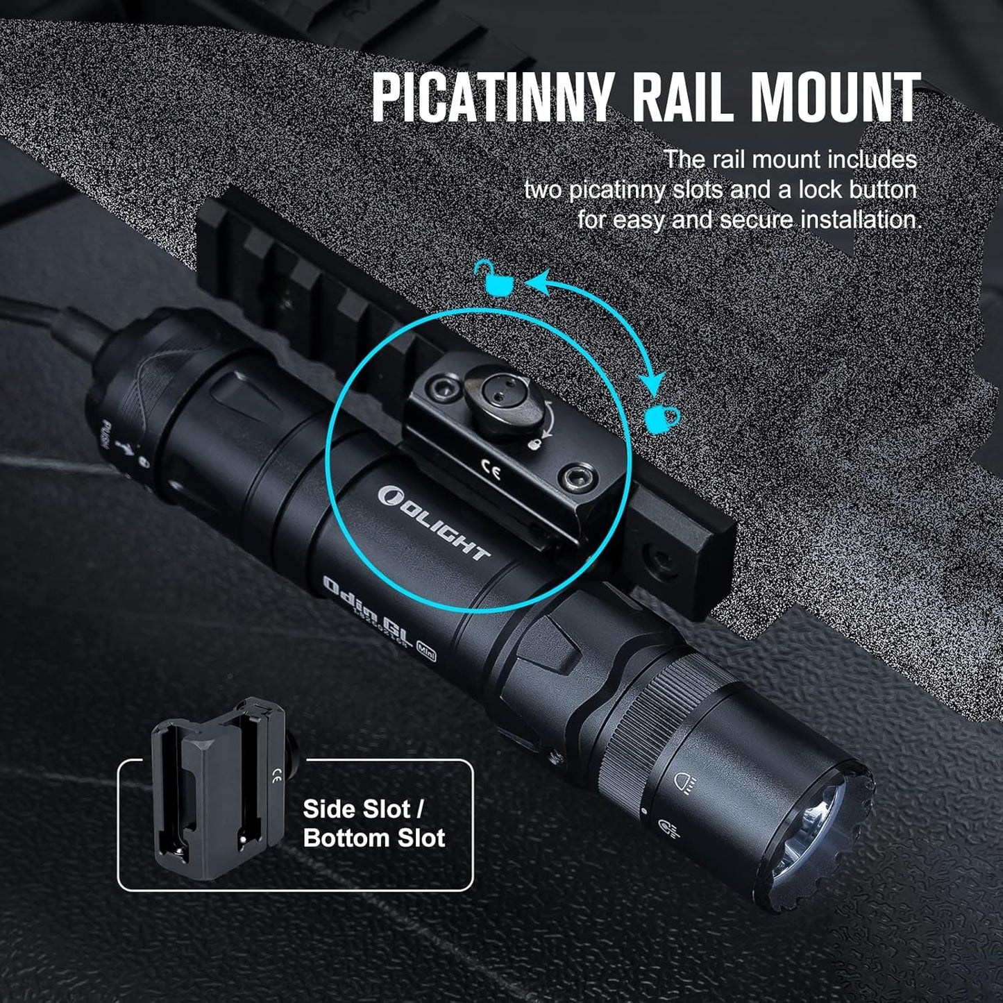 OLIGHT Odin GL Mini 1000 Lumens Rechargeable Tactical Flashlight, Picatinny Rail Mounted Light with Green Beam and White LED Combo, Dual-Button Remote Pressure Switch Flashlight for Hunting, Outdoor