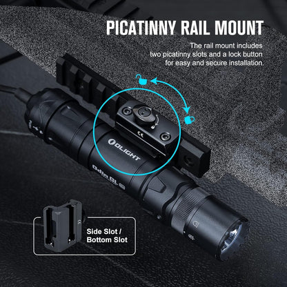 OLIGHT Odin GL Mini 1000 Lumens Rechargeable Tactical Flashlight, Picatinny Rail Mounted Light with Green Beam and White LED Combo, Dual-Button Remote Pressure Switch Flashlight for Hunting, Outdoor