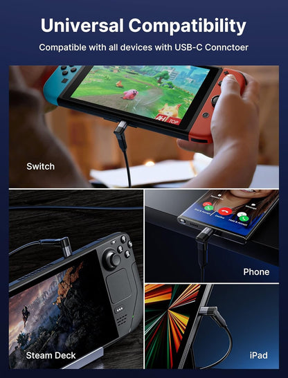 JSAUX 90 Degree USB-C Male to USB-C Female Adapter, Right Angle 2-Pack 40Gbps Data Transfer 100W USB Type C PD Extender Compatible with ROG Ally, Steam Deck, Switch and More Laptop, Tablet, Phone