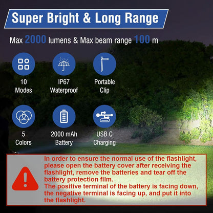 NGOKPYD ET28 Small Multicolor Tactical Flashlight with 365 nm UV Black Light White Red Blue Green,2000 Lumens IP67 Waterproof 2000 mAh, Mini RGB Colored Flashlights Multi-Color Changing Flash Light