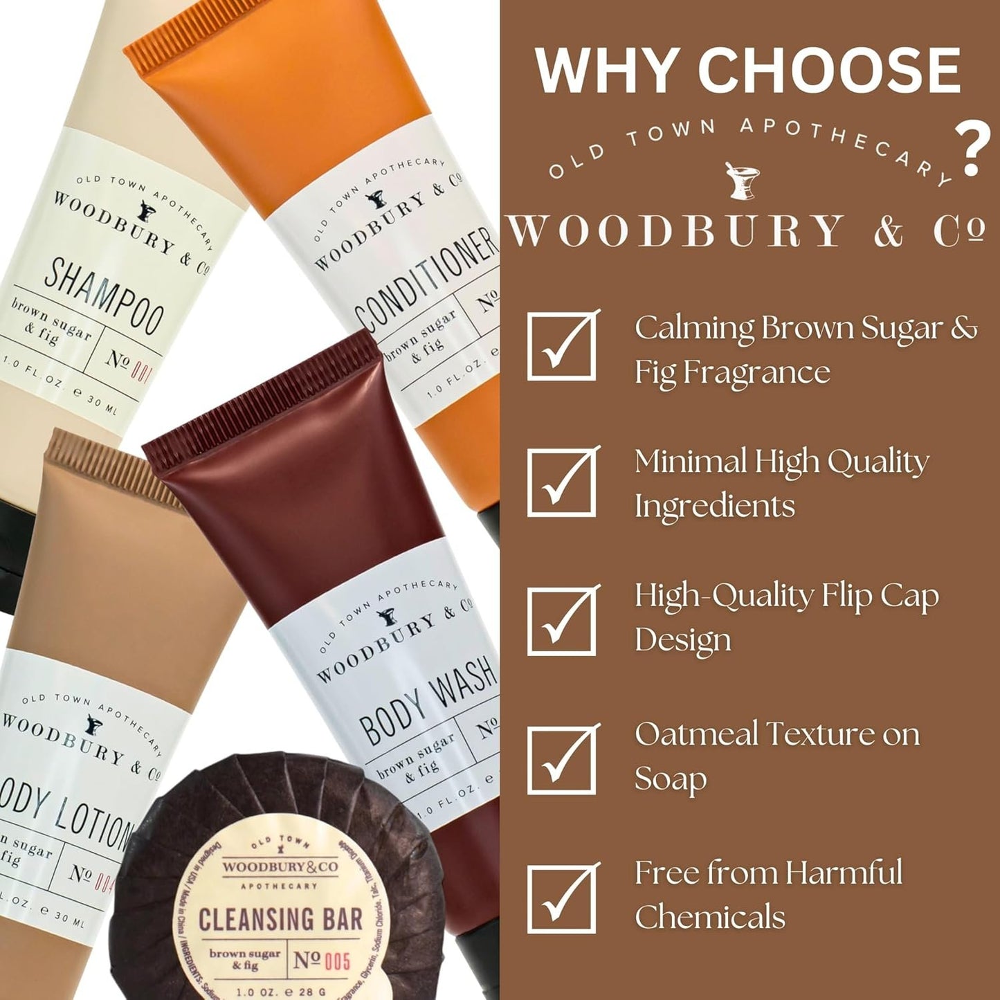 WOODBURY & CO Hotel Soap & Bulk Toiletries (150 PK, 1 oz each),Airbnb Essentials for Hosts & Guests Shampoo & Conditioner Supplies,Guest,Hotel Toiletries Bulk Set,Mini Travel Size Toiletries,Air BnB