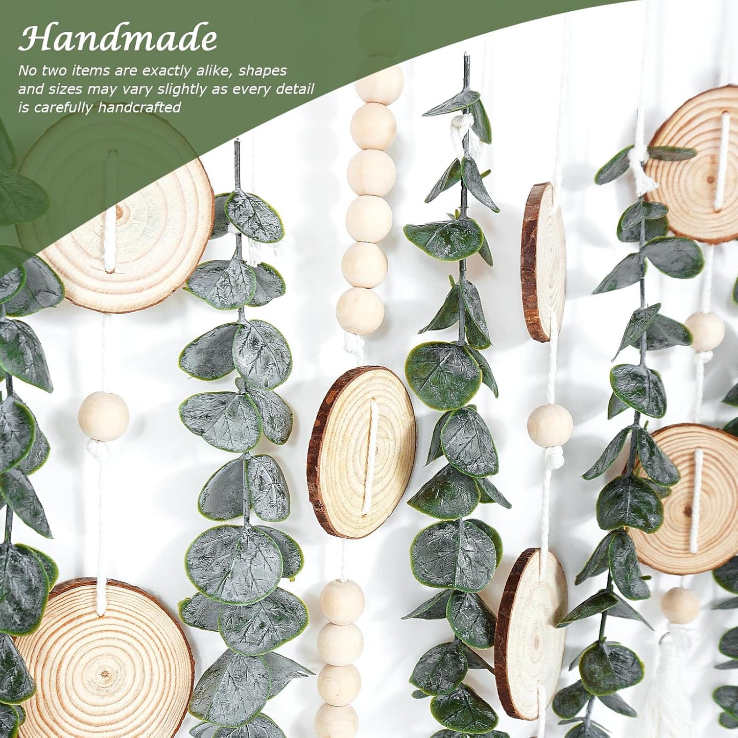 Lenamos Artificial Eucalyptus Wall Decor Fake Greenery Leaves Stems Wall Hanging Plants on 40cm Wooden Stick Boho Rustic Farmhouse Decor for Bedroom Kitchen Dining Room Bathroom Decoration