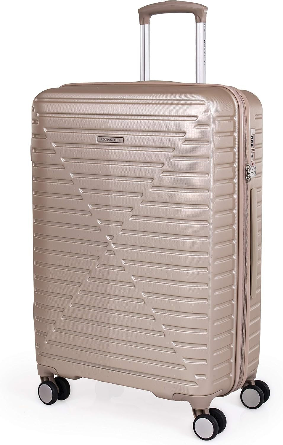 london Fog ABS Hard Case - 8 Wheel Spinner Travel Luggage | Telescopic Drag Handle | TSA Security Locks LFL005, champagne, Suitcase