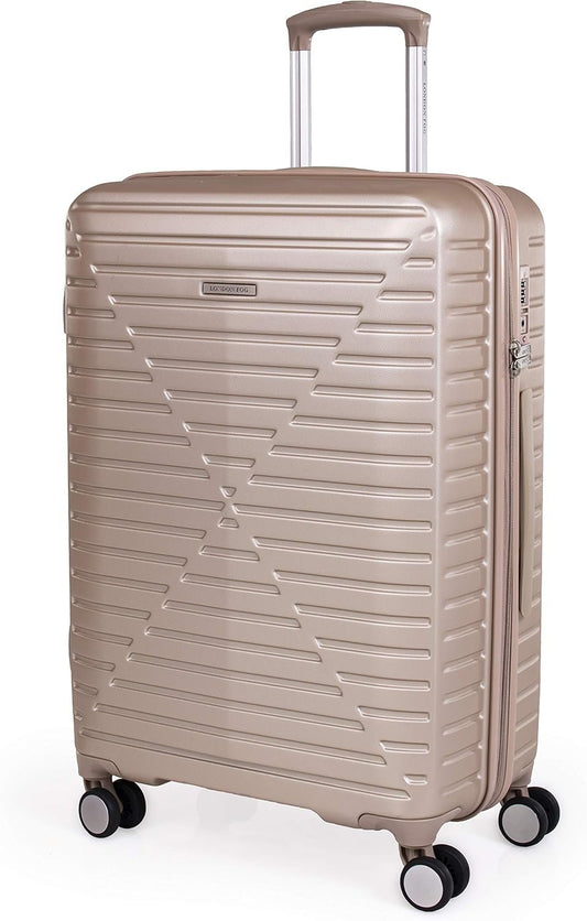 london Fog ABS Hard Case - 8 Wheel Spinner Travel Luggage | Telescopic Drag Handle | TSA Security Locks LFL005, champagne, Suitcase