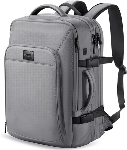 HOMIEE 50L Expandable Travel Laptop Backpack, Flight Approved Carry-On Luggage Backpack, 17.3 Inch Water Resistant Backpack (Grey)