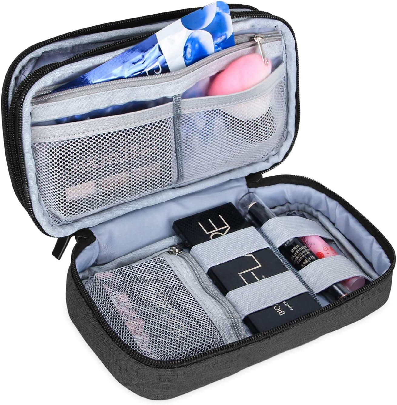 Teamoy Travel Makeup Brush Bag(up to 8.5"), Professional Cosmetic Artist Organizer Case with Handle, Compact and multifunctional-Small, Black (No Accessories Included)
