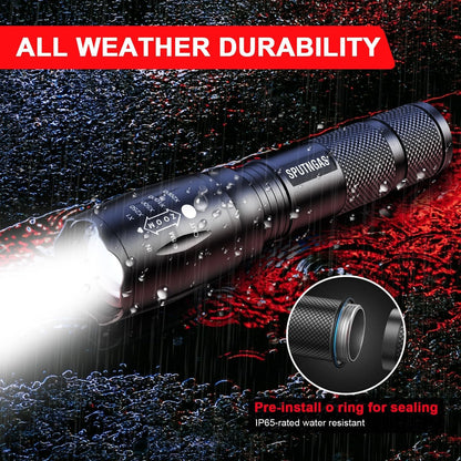 HinsGEAR LED Flashlight 1 Mode, Ultra Bright XML T6 Handheld Flashlights - High Lumens Zoomable Single Mode Flash Light - Perfect for Camping Biking Home Emergency and Gift-Giving (4 Pack)