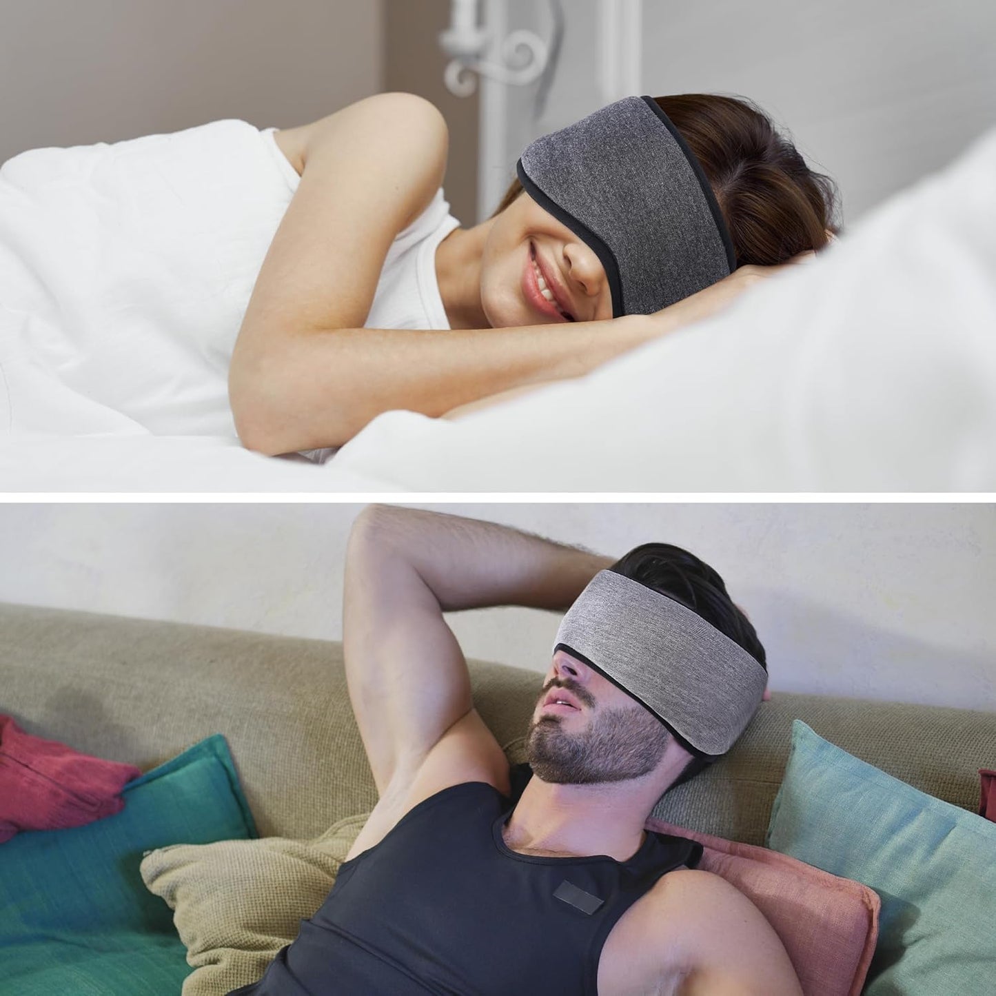 FRESHME Cooling Sleeping Mask with Ear Cover - Soft Cotton Adjustable Cold Eye Sleep Mask with Earmuffs Reduce Noise for Women Men Travel Yoga Nap Shift Work, Gift Box