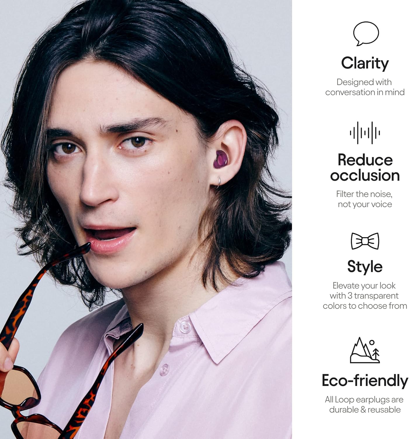 Loop Engage Solstice Earplugs for Conversation – Low-level Noise Reduction with Clear Speech – Social Gatherings, Noise Sensitivity & Parenting – 8 Ear Tips in XS/S/M/L - 16 dB coverage - Violet