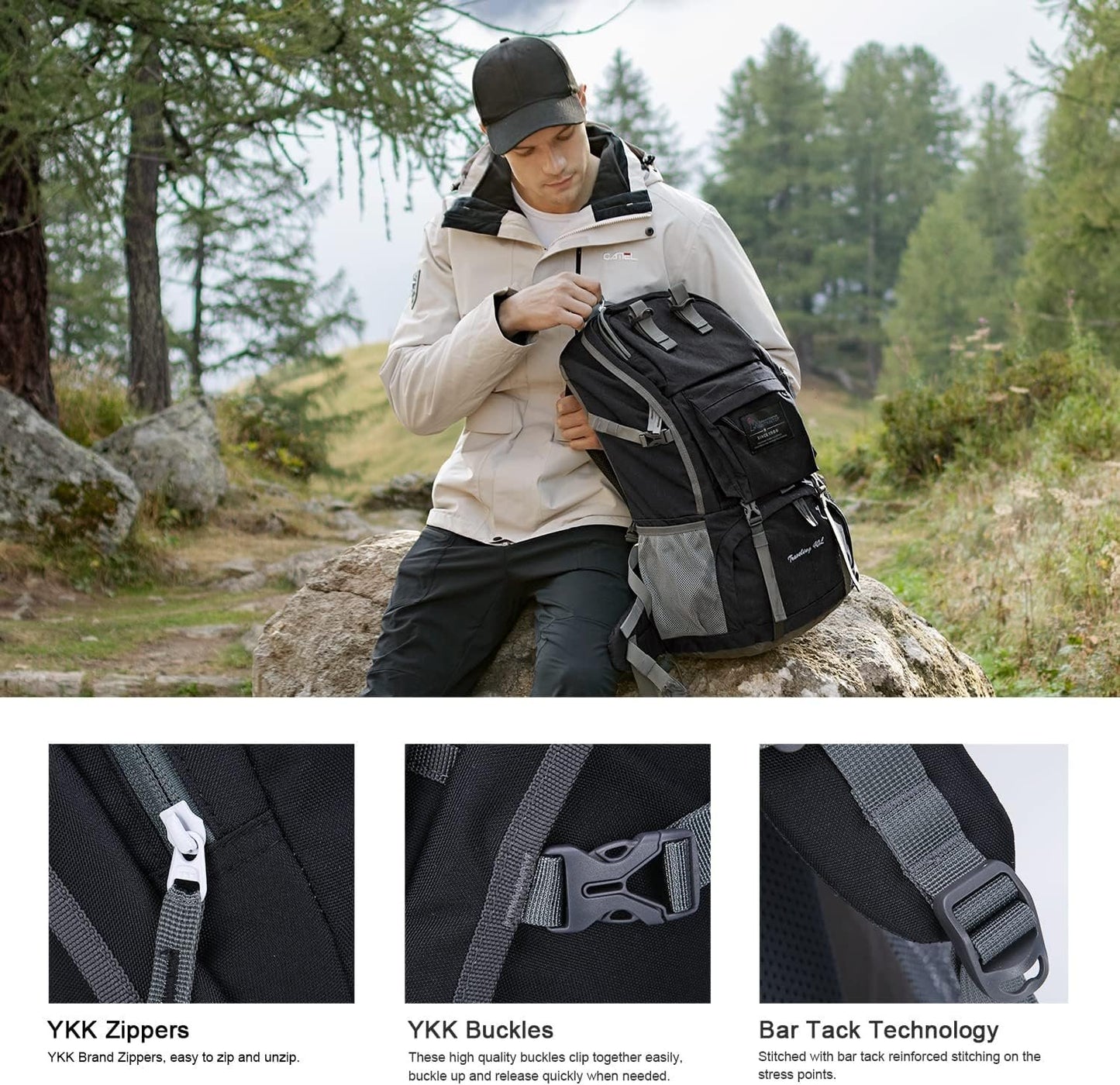 Mountaintop 40L Hiking Backpack Outdoor Camping Lightweight Daypack Travel Backpack for Men Women
