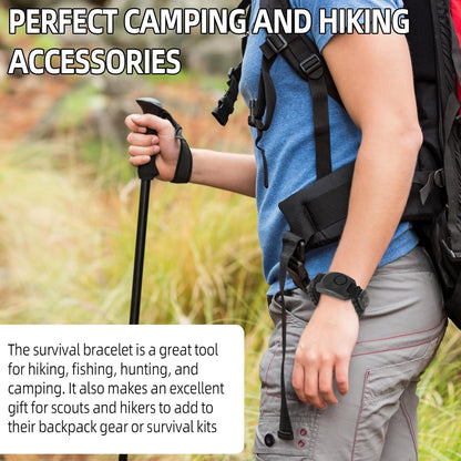 Calvana 8 in 1 Bear Deterrent Devices,Tactical Paracord Rope Bracelets Kit with SOS LED Light,Compass and Fire Starter,Magnesium Fire Starter,Emergency Whistle, Camping and Hiking Survival Tool