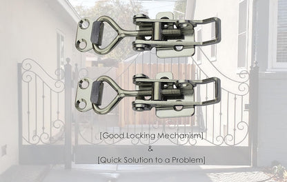 Lockable Adjustable Door Latch Buckle Cabinet Boxes Lever Handle Chest Toggle Catch Lock, 2 Pcs (1S, Range: 75-95mm)