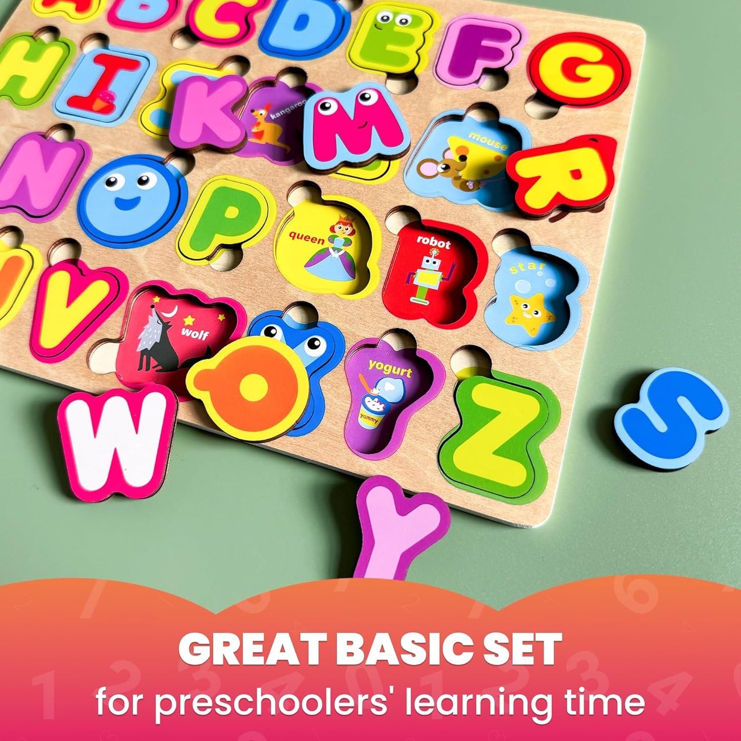 QUOKKA Montessori Alphabet Puzzle for Toddlers 2-4 Years - Educational Wooden Puzzles for Kids Ages 3-5 - Learning Toy Letters and ABC Recognition - Preschool Activity Board - Learning Activities