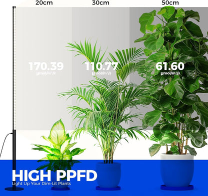 Barrina T10 Pro Standing Plant Light with Timer, 42W, 5000K, Full Spectrum Vertical Grow Lights for Indoor Plants, Wide Coverage, 120cm to 170cm Height with Foot Switch, for Flower and Tall Plants