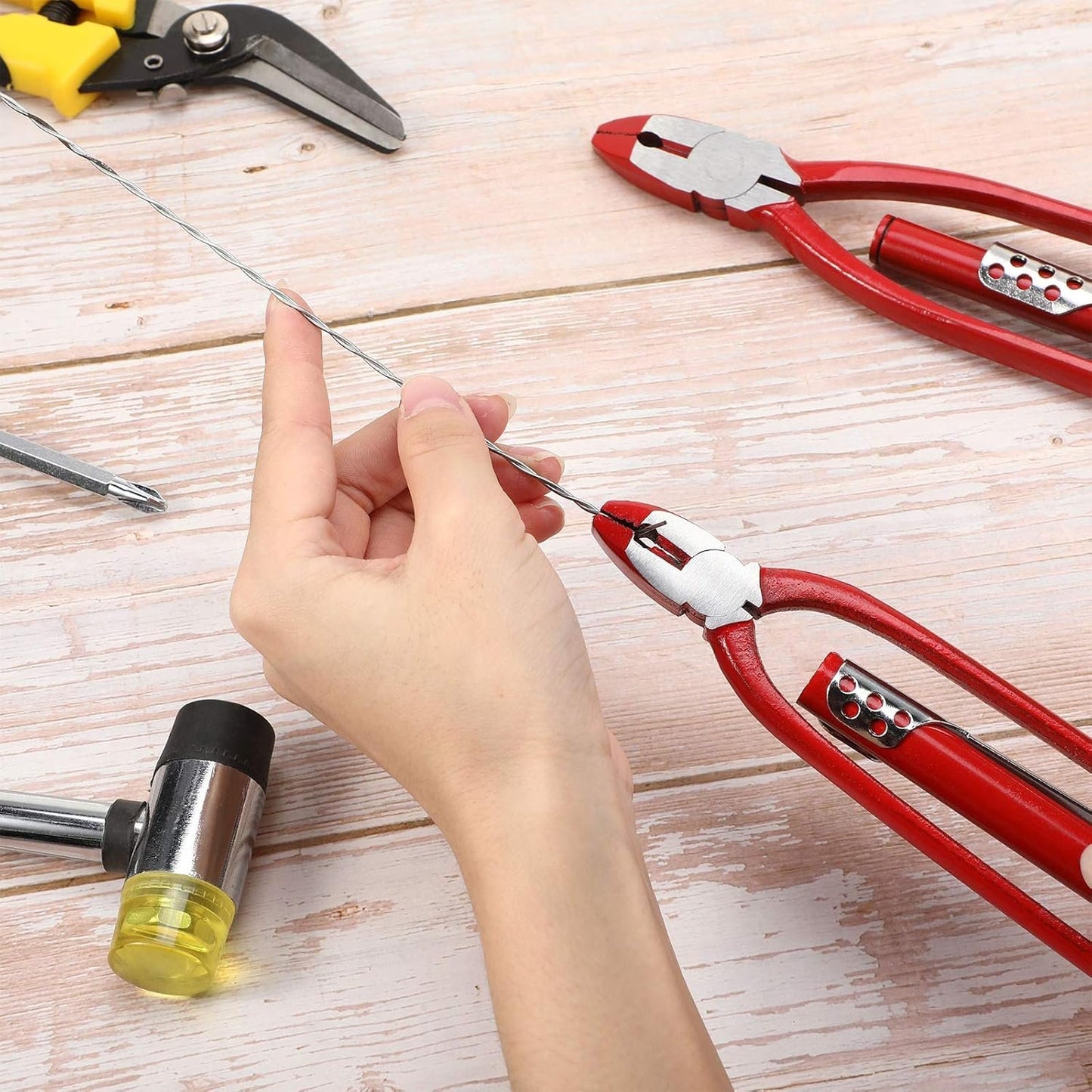 Mudder 2 Pieces Aircraft Safety Wire Twisting Pliers Tools Wire Twist Pliers 9 Inch 6 Inch for Aircraft Auto Industry(Red)