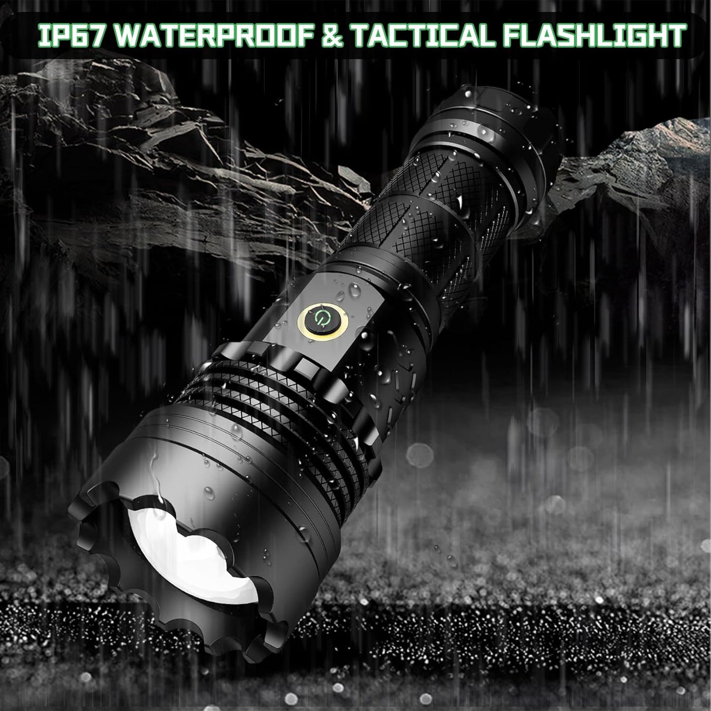 ASORT LED Torch Rechargeable Flashlight with High Lumens, 30000 Lumen Super Bright Torch, Powerful Zoomable IP67 Waterproof, Powerful Handheld Tactical Flashlight for Emergency Camping Hiking Gift