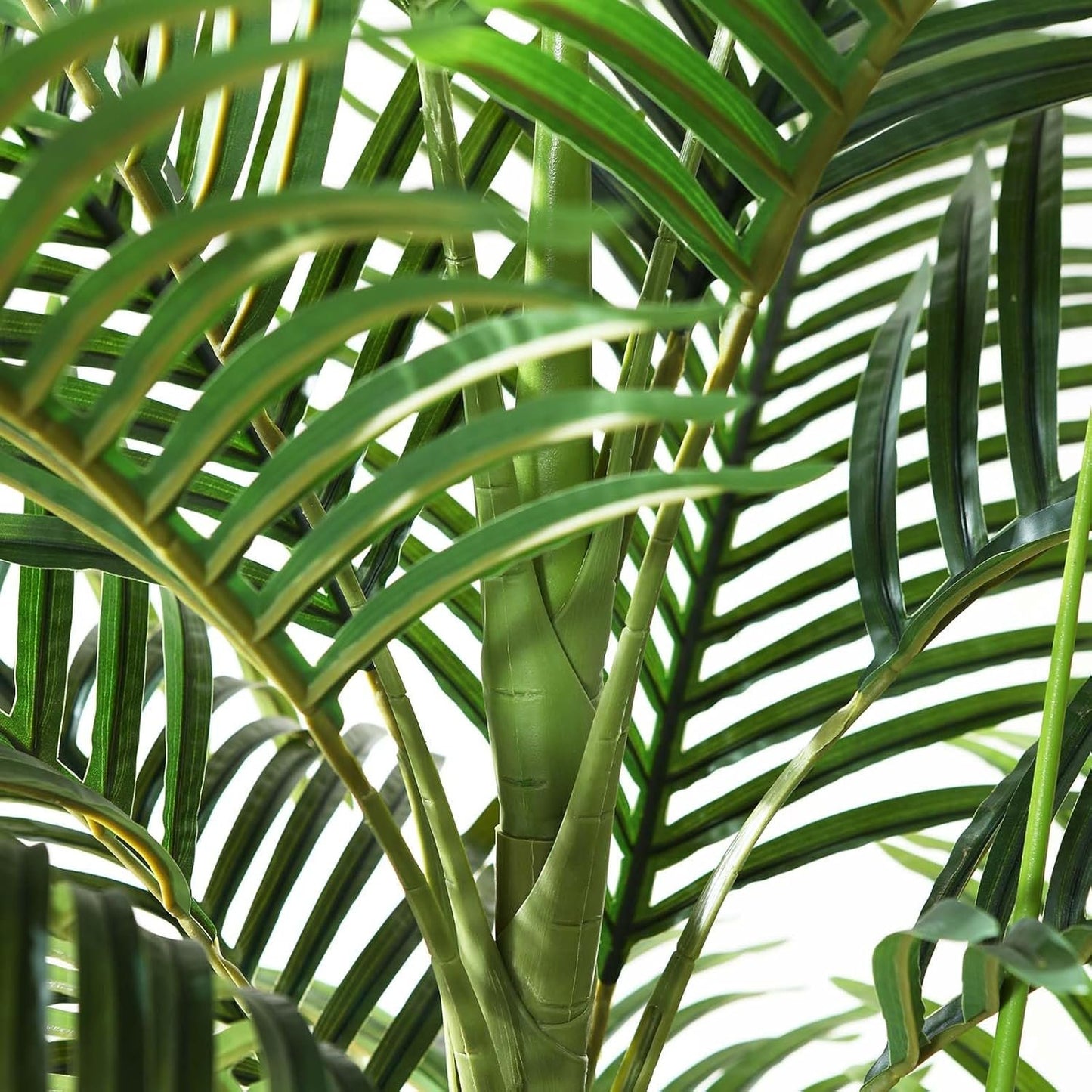OAKRED Artificial Palm Tree, 7FT Fake Tree for Indoor,Faux Golden Cane Palm Tree with White Planter and Fake Moss, Fake Tropical Plant for Home Decor Office Porch