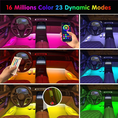 Keepsmile Car Accessories Interior Car LED Lights with Remote and APP Control Music Sync Color Change Under Dash RGB Car Lighting with Car Charger 12V 1A LED Lights for Car