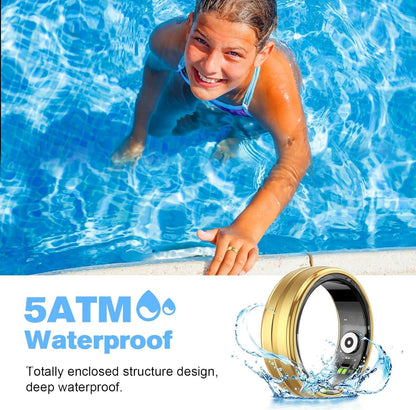 MagLoop Smart Ring Health Tracker for Men/Women,Fitness Ring Sleep Tracker,Fast Charging for Long-Lasting Use,for Pedometer Exercise,Monitor Sleep, Heart Rate, Stress,Waterproof (Gold, 8)