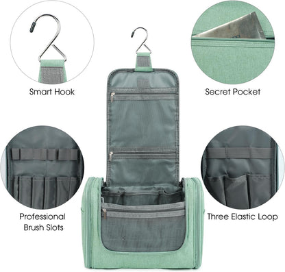 Large Hanging Toiletry Bag for Men and Women Travel Makeup Bag Organizer Portable Waterproof Bathroom Shower Bag Lightweight Shaving Bag (Green)