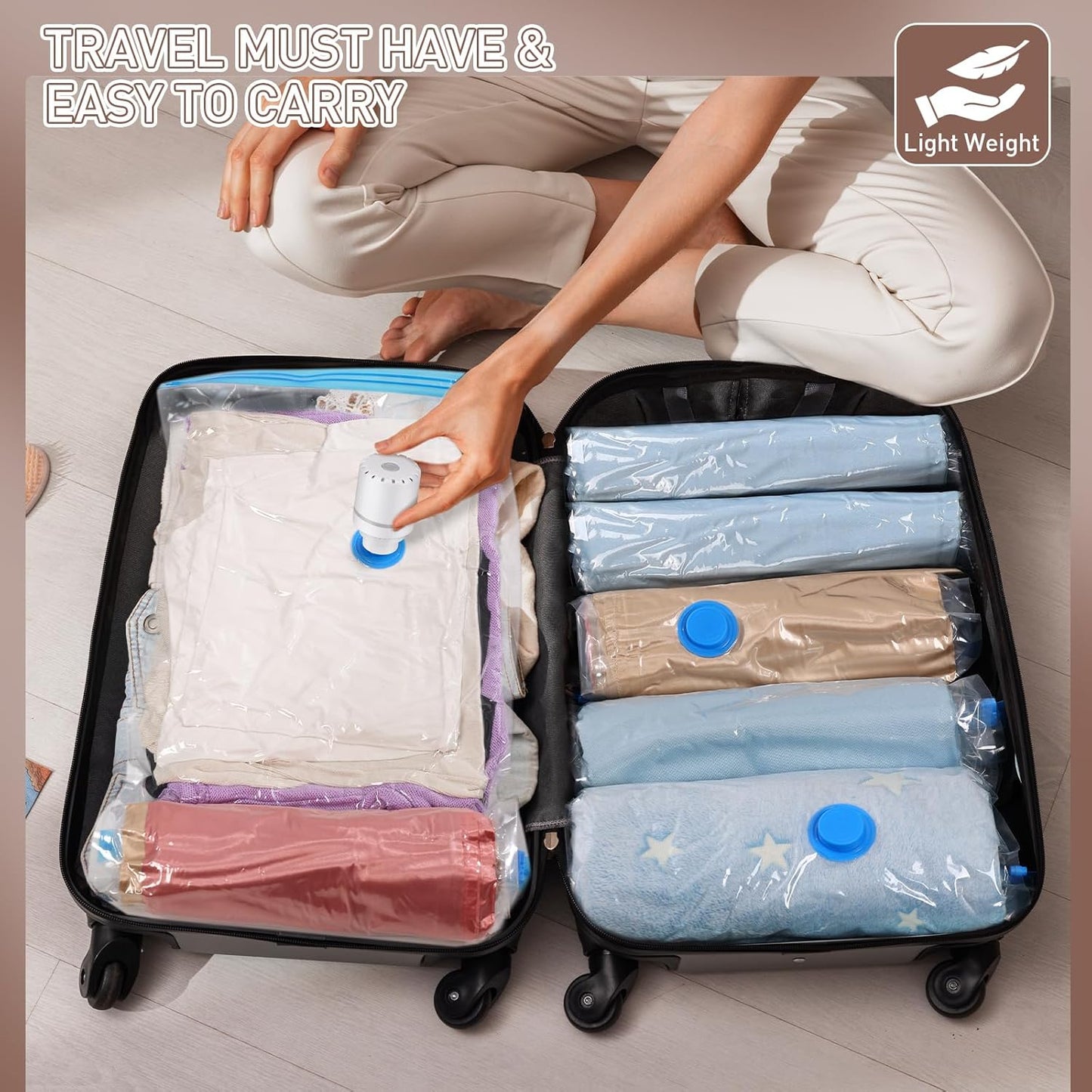 Warmi 16 Pack Vacuum Storage Bags with Electric Air Pump - Vacuum Sealer Bags for Clothes Storage, Blanket, Duvets, Pillows, Comforter, Moving Home Storage & Organisation