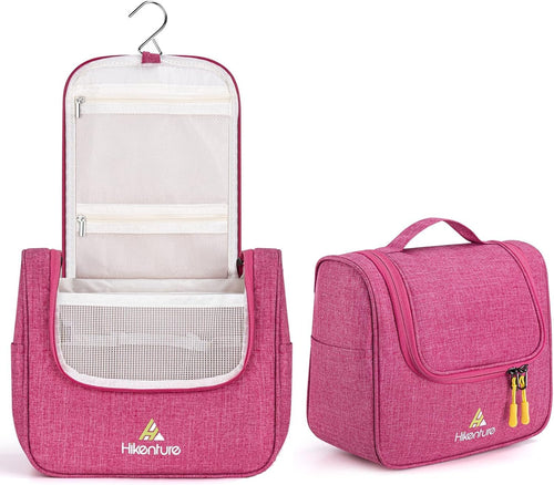 Hikenture Toiletry Bag for Women,Travel Toiletries Bag, Hanging Cosmetic Bag for Makeup,Water-Resistant Bathroom Shower Bag Travel Organizer Trousse De Toilette Voyage(Pink)
