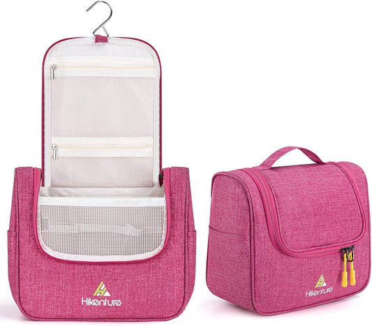 Hikenture Toiletry Bag for Women,Travel Toiletries Bag, Hanging Cosmetic Bag for Makeup,Water-Resistant Bathroom Shower Bag Travel Organizer Trousse De Toilette Voyage(Pink)