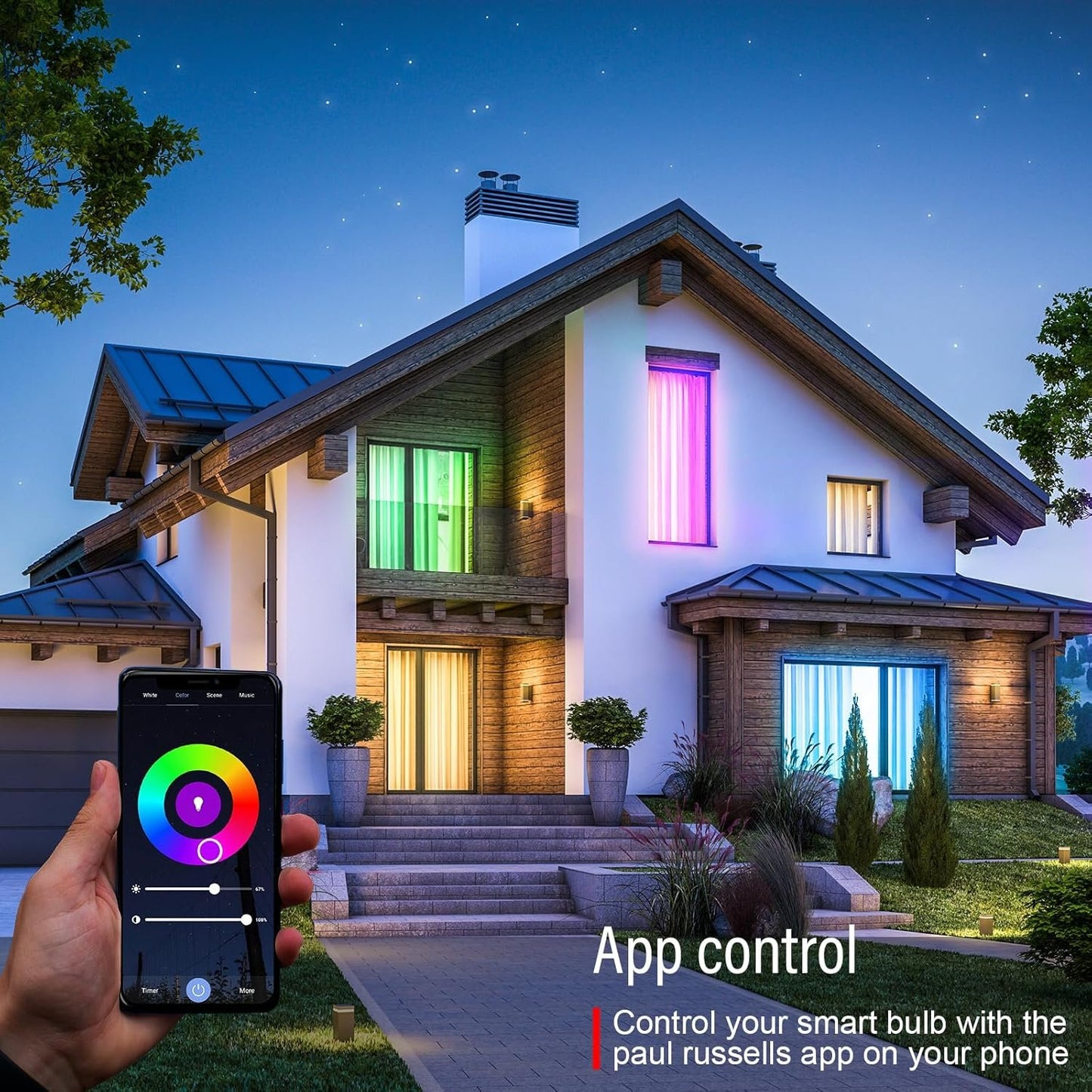 Paul Russells Smart LED Candle Bulb, 4.8W E27 Edison Screw, 450lm, Compatible with Alexa and Google Home Light Bulbs, 40W Energy Saving, No Hub Require, RGBCW 2700K-6500K,Wi-Fi 2.4GHz Only, 10 Packs