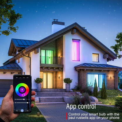 Paul Russells Smart LED Candle Bulb, 4.8W E27 Edison Screw, 450lm, Compatible with Alexa and Google Home Light Bulbs, 40W Energy Saving, No Hub Require, RGBCW 2700K-6500K,Wi-Fi 2.4GHz Only, 10 Packs