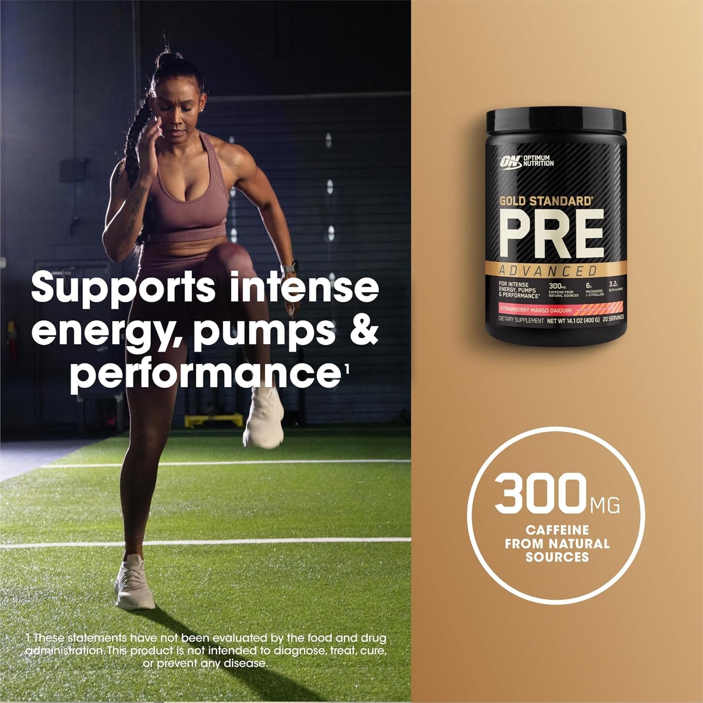 OPTIMUM NUTRITION Gold Standard Pre Advanced, Strawberry Mango Daiquiri, 400g, 20 Servings
