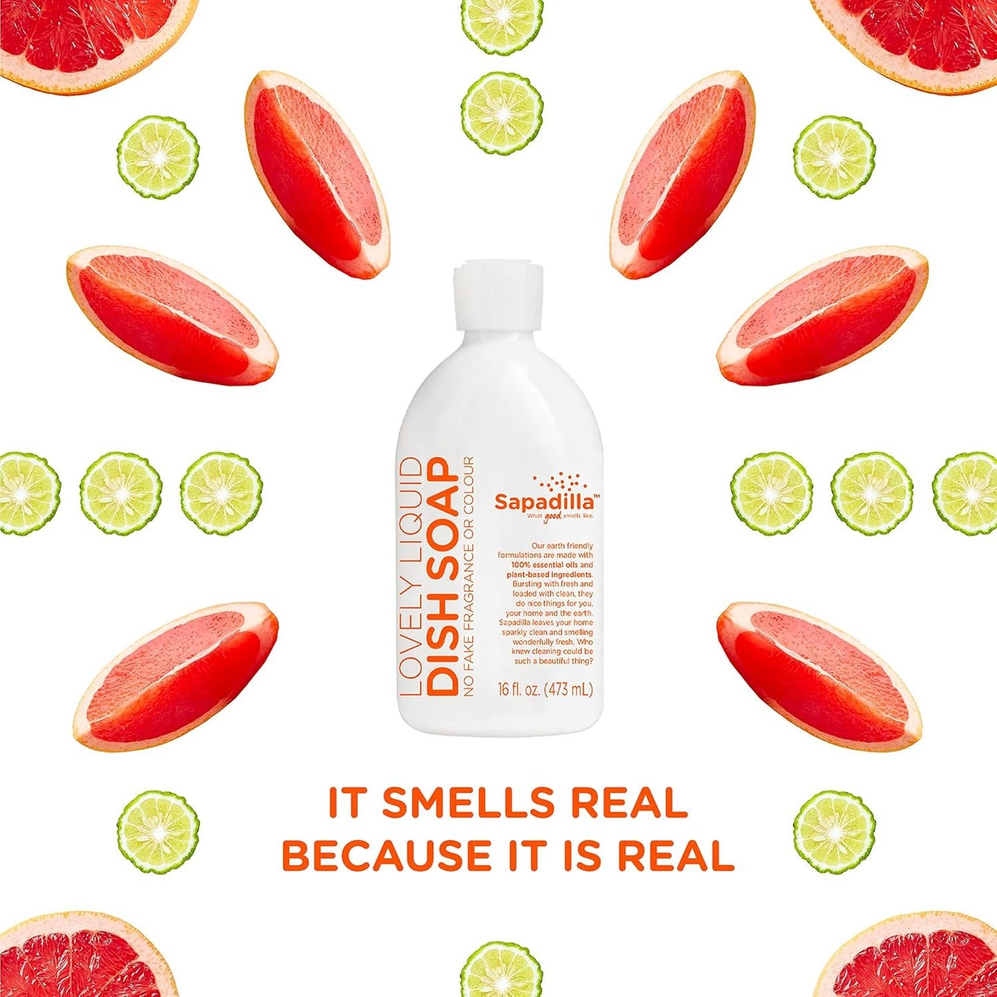 Sapadilla Grapefruit + Bergamot Biodegradable Liquid Dish Soap, 16 Ounce, (Pack of 3)