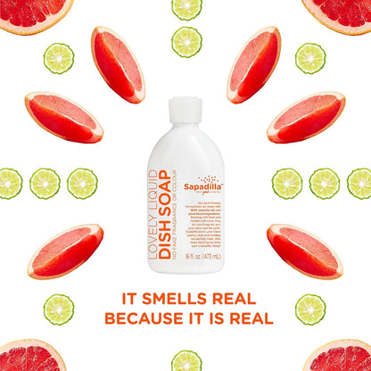 Sapadilla Grapefruit + Bergamot Biodegradable Liquid Dish Soap, 16 Ounce, (Pack of 3)