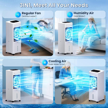 30IN Windowless Portable Air Conditioners, Evaporative Air Cooler with Aroma Box, 3IN1 Ductless&Ventless Indoor Swamp Cooler for Room, 3 Modes&3 Speeds, 1.65Gal Tank, Remote, No Hose No Windows Needed