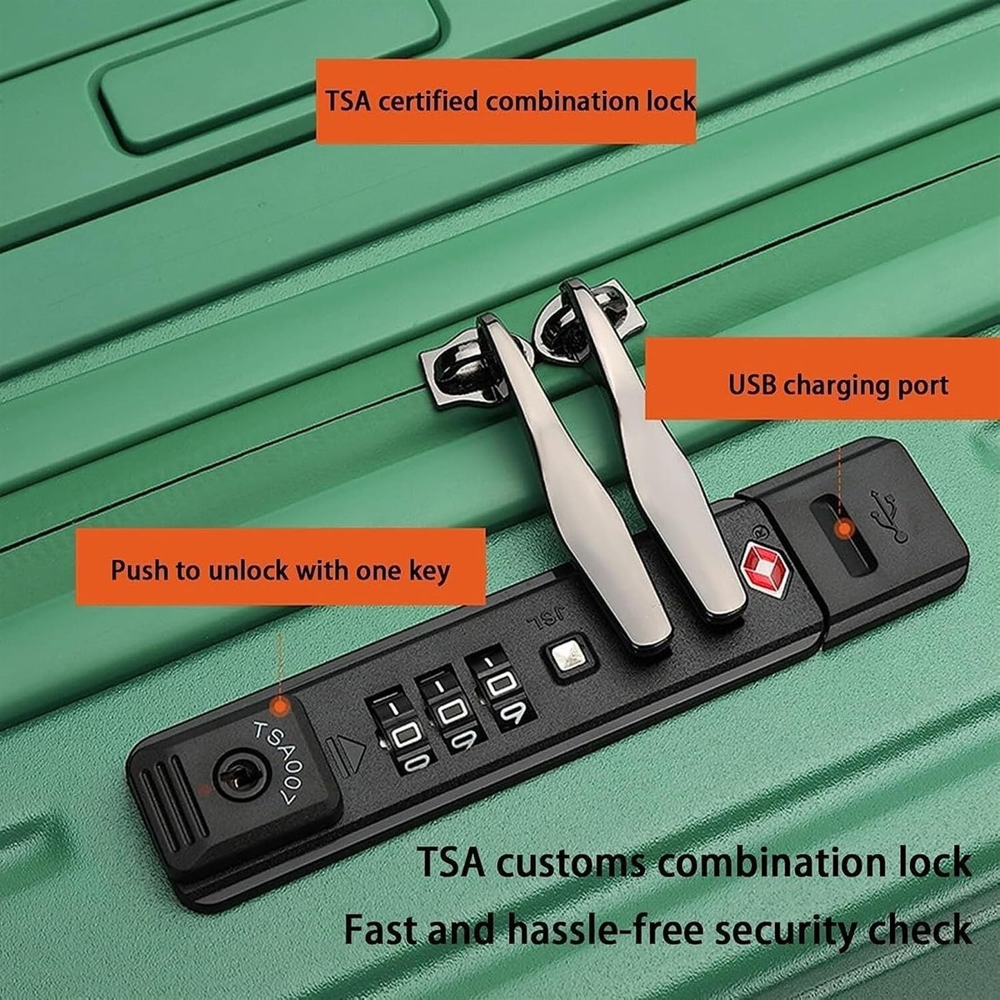 Bagaglio Valigia Trolley Interfaccia USB Valigie Trolley Bagagli Ruote Universali Lucchetto A Combinazione Doganale TSA Valigie Trolley (Color : G, Size : 20 in)