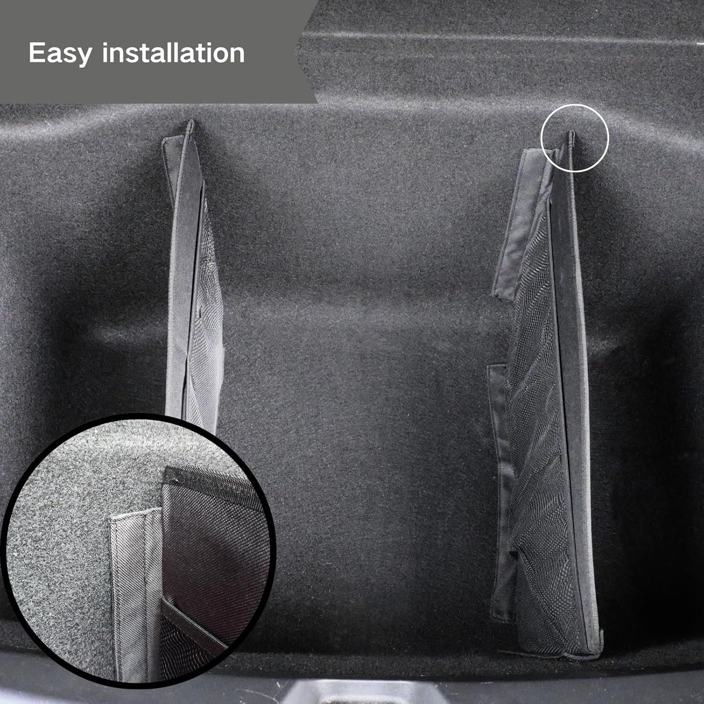 Potaosey Model Y Trunk Storage Bins Rear Tesla Model 3 Trunk Organizer Black Rear Trunk Box Organizer Storage with Mesh Pocket Car Organizer For Car Accessories.