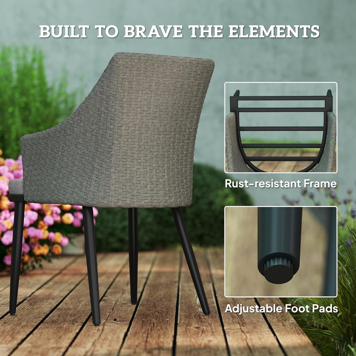 Outsunny 7 Piece Patio Furniture Set, Rattan Patio Table and Chairs with Cushions, Slatted Table Top, Umbrella Hole, Wicker Conversation Sets for Backyard, Porch, Garden, Balcony
