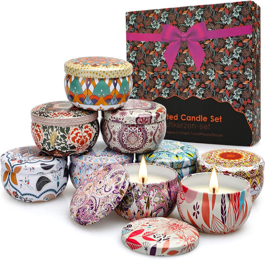 Scented Candles, Women's Gift, Abstract Series of 9 Pieces Set Scented Candles 540g, Burning Time 180 Hours, Candle Decoration, Relieve Stress, Anniversary, Birthday Gift