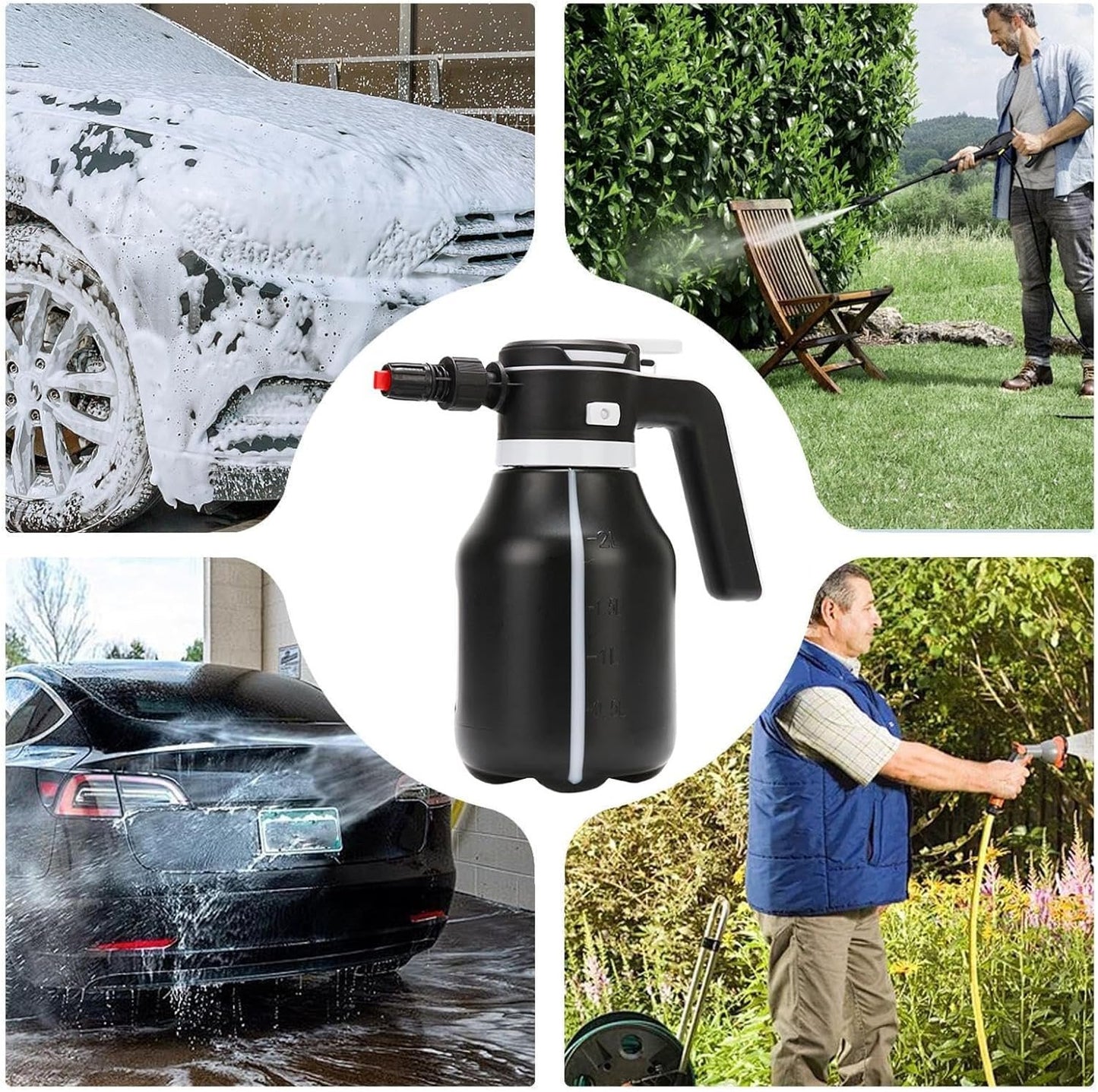 Pump Foam Sprayer, Cordless Rechargeable Car Washing Sprayer 10.63 x 9.06 x 5.12 inches, Handheld Electric Power Washer for Auto Detailing, Window Cleaning, Bathroom, and Pet Bathing