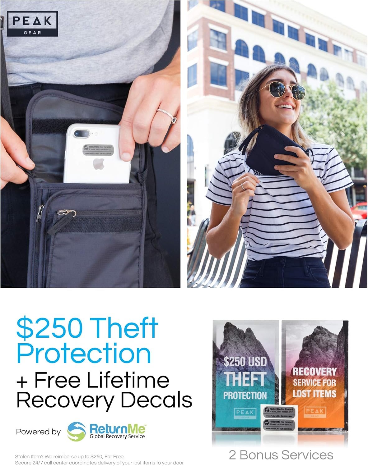 Peak Gear RFID Neck Wallet - The Orginal Travel Pouch with Adjustable Crossbody Strap + Theft Protection and Lost & Found Service | Gray