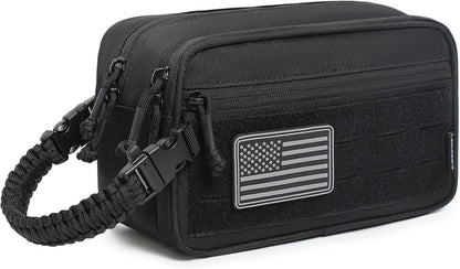 Lemubeane Tactical Toiletry Bag for Men Dry Wet Separate Dopp Kit Travel Hygiene Bag EDC Utility Tool Molle Pouch Mens Shaving Kit Travel shower Bags, Black, Tactical