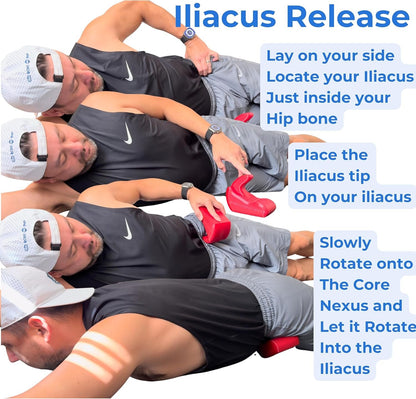 Core Nexus - Rotating Psoas & Iliacus Release Tool | Hip Flexor Mobility | All-in-One Lower Back & Sciatica Pain Relief | Muscle Recovery | Performance Enhancement | FSA or HSA Eligible | Black