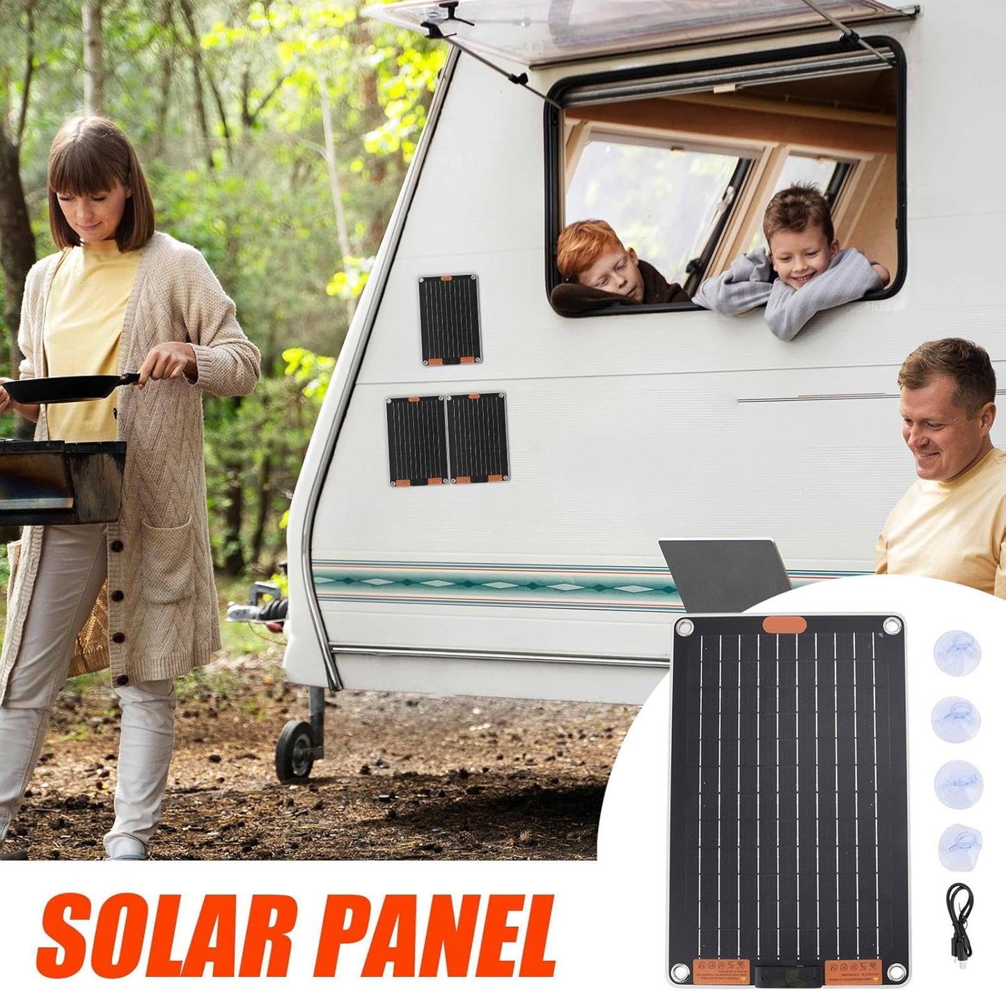 Portable Solar Charger - Power Hubs | USB-C Solar Battery Charger - Waterproof Outdoor Electricity Power, Multi-Device Charging Supply for Cell Phones, Tablets, Flashlights, Radios