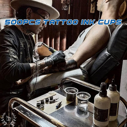 CINRA Ink Caps With Base, 300pcs Mixed #11 Small #14 Medium #17 Large Pigment Cups for Permanent Makeup Container Tattoo Accessory Supplies Kits