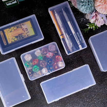 ZORRITA 6 Pack Small Plastic Storage Containers with Hinged Lids, Rectangle Clear Plastic Boxes for Beads, Jewelry, Game Pieces and Crafts Items (6.1 x 2.56 x 1.18 Inch)