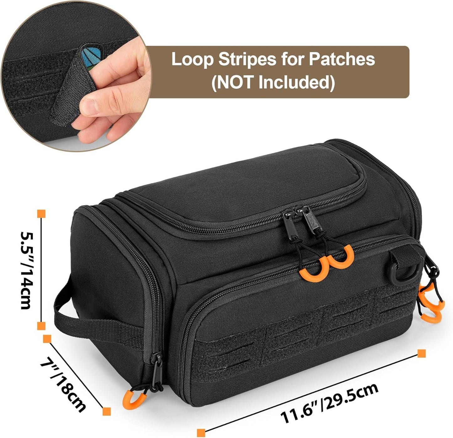 Prokva Tactical Toiletry Bag for Men, Hanging Hygiene Bag, Travel Dopp Kit Organizer for Shaving, Shower Essentials and Toiletries, Black (Empty Bag)