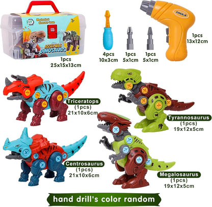 Jaoxikai Take Apart Dinosaur Toy,Educational Building Dinosaur Toy for 3 4 5 6 7 Year Old Kid Boy Girl,STEM Toy Birthday Gift Children Learning Construction Toy with 1 Electric Drill&4 Hand Drill Tool