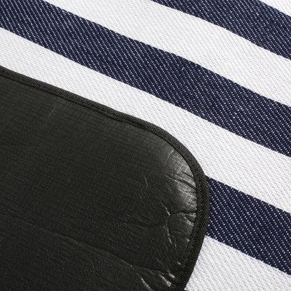 Sherwood Picnic Blanket Stylish Portable with Carry Strap Waterproof Sand Proof Foldable Compact Beach Park Camping Easy Carry Large Multipurpose Outdoor Travel Linen Blue & White Striped 200X150cm