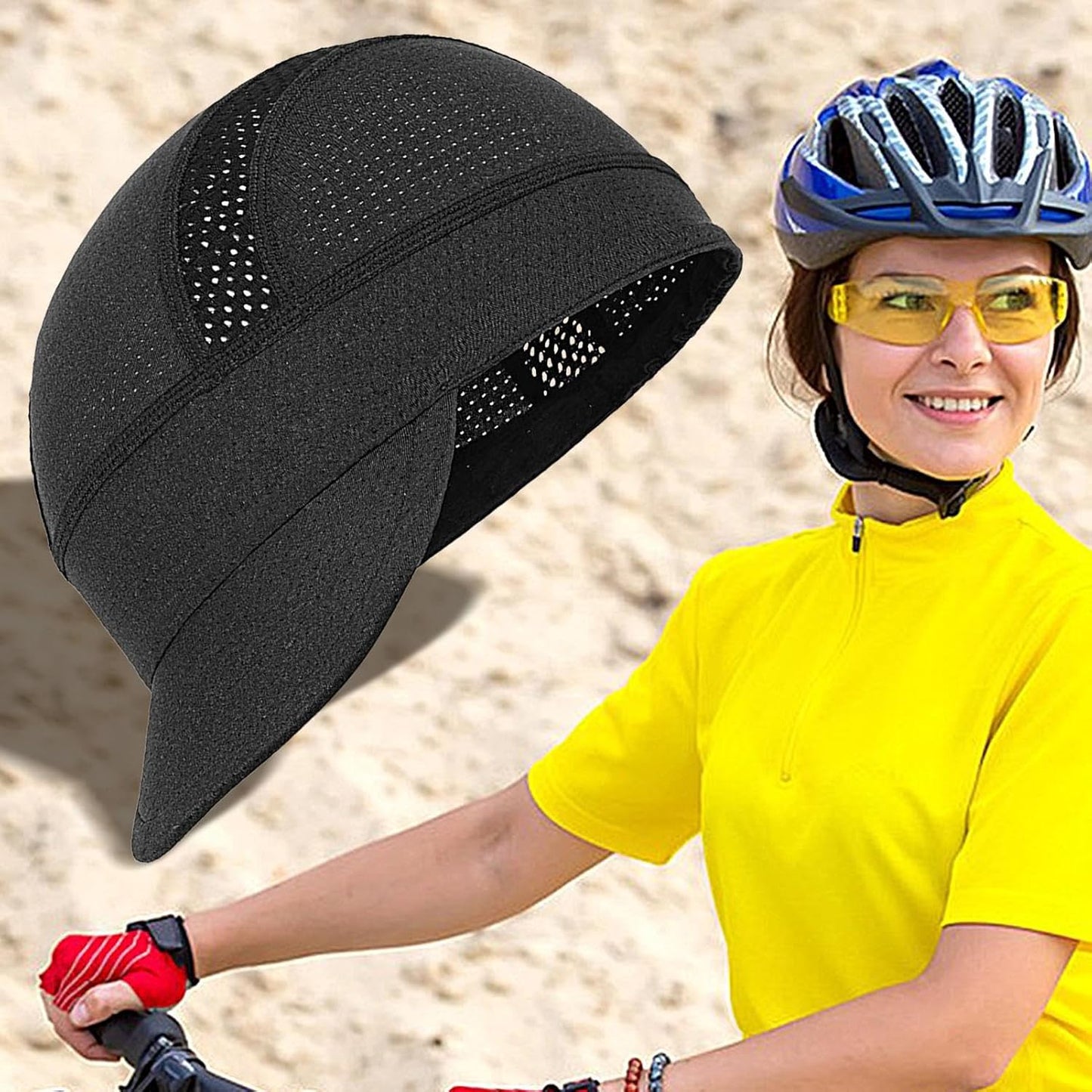 Bike Hat, Hard cap Liner, Mesh Headwear, Sun Visor Helmet, Breathable Protective Gear for Cycling Workout Skiing Fishing Construction Camping Football Hiking, 5.12x2.36 Inches
