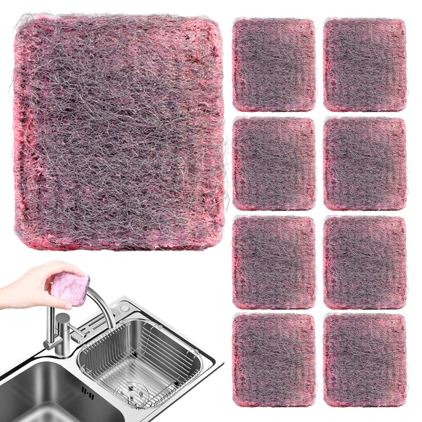 Steel Wire Soap Pad, 10 Pieces Metal Soap Pads, Household Sponges, 2.36 inches Kitchen Dishwashing Supplies, for Washing Pans, Ovens, and Everyday Cleaning Accessories