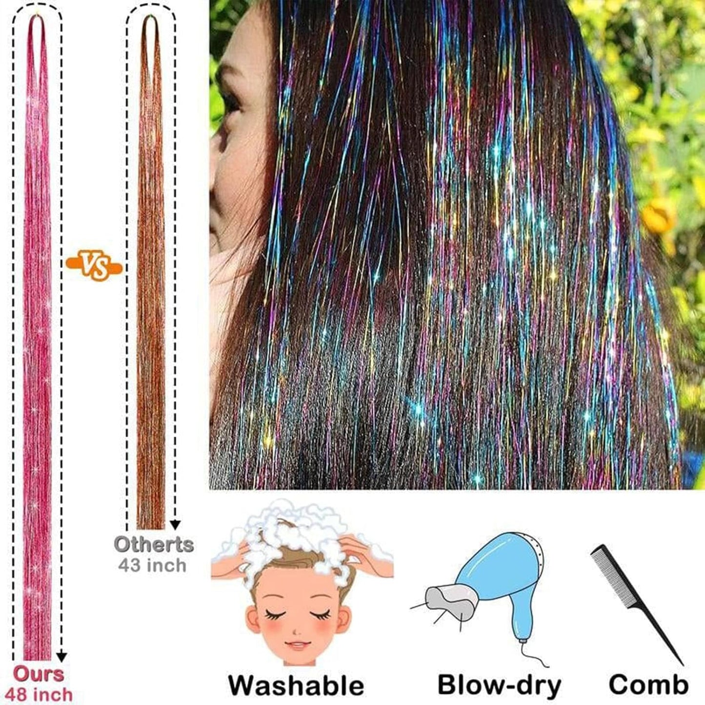 Kit Fili Luminosi Per Capelli | Set Capelli Fatati Con Filo Luccicante | Accessori Glitter Termoresistenti Per Cosplay Completi Di Attrezzi Per Natale Capodanno Matrimoni Feste A Tema Compleanni